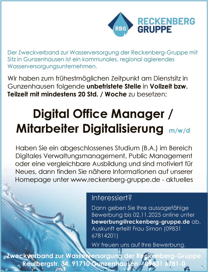 Digital Office Manager / Mitarbeiter Digitalisierung (m/w/d)
