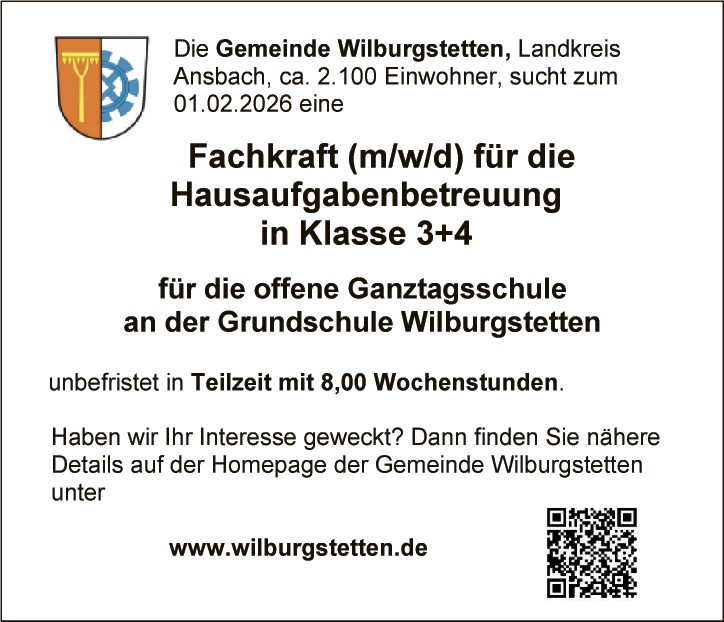 Fachkraft (m/w/d) für die Hausaufgabenbetreuung