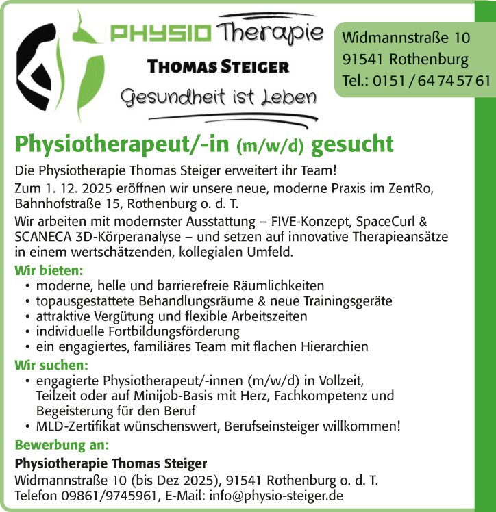 Physiotherapeut/-in (m/w/d)