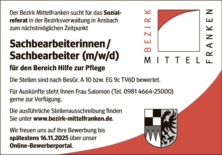 Sachbearbeiterinnen / Sachbearbeiter (m/w/d) für den Bereich Hilfe zur Pflege