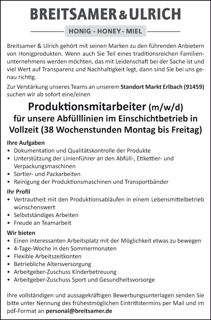 Produktionsmitarbeiter (m/w/d)