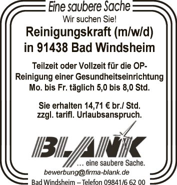 Reinigungskraft (m/w/d)