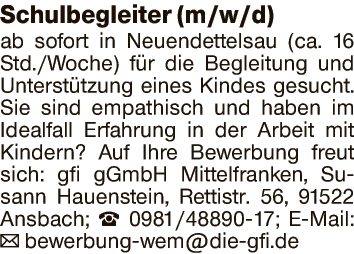 Schulbegleiter (m/w/d)