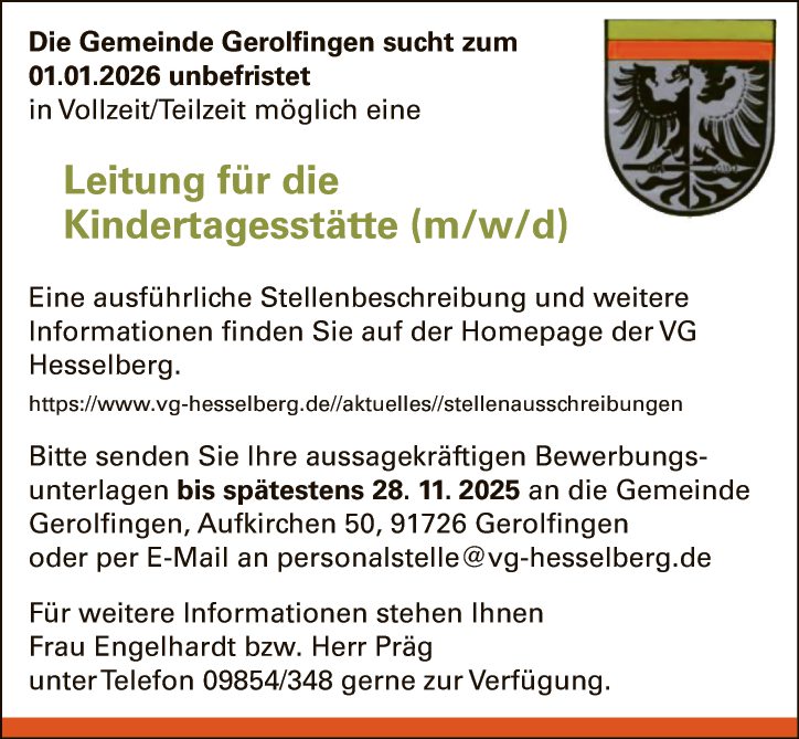 Leitung für die Kindertagesstätte (m/w/d)
