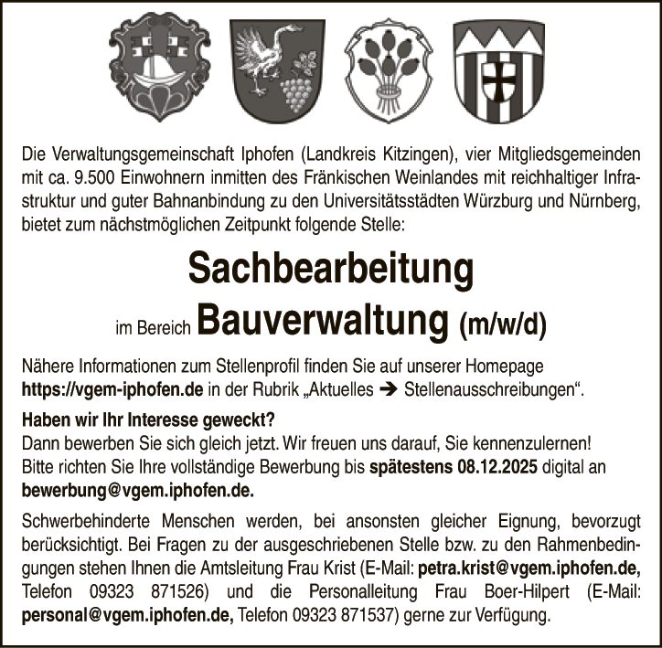 Sachbearbeitung im Bereich Bauverwaltung (m/w/d)