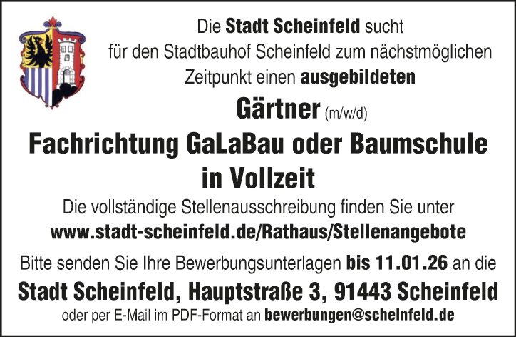 Gärtner (m/w/d) Fachrichtung GaLaBau oder Baumschule