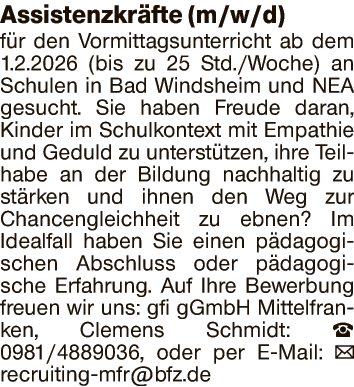 Assistenzkräfte (m/w/d)