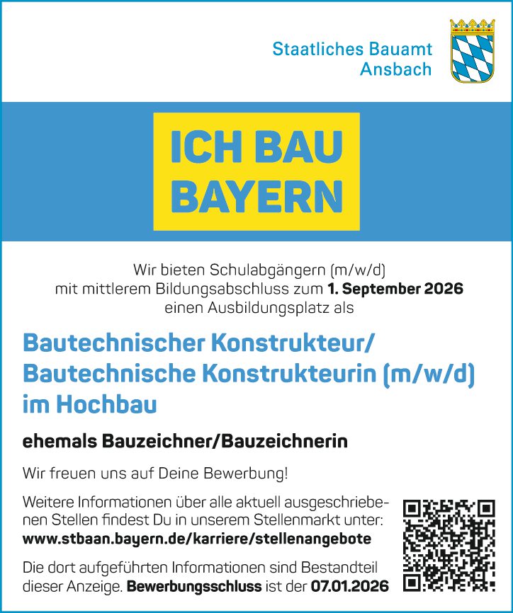 Ausbildungsplatz als Bautechnischer Konstrukteur/Bautechnische Konstrukteurin (m/w/d)