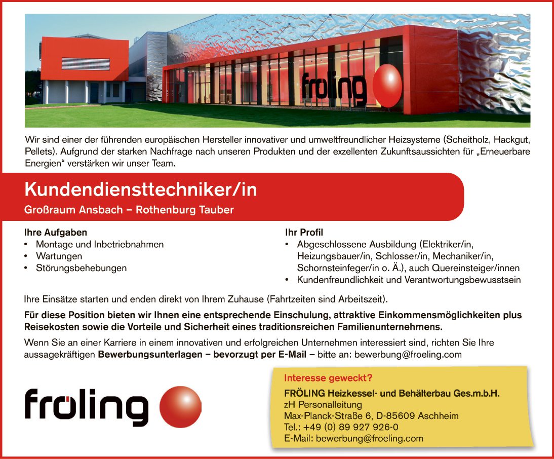 Kundendiensttechniker/in (m/w/d)