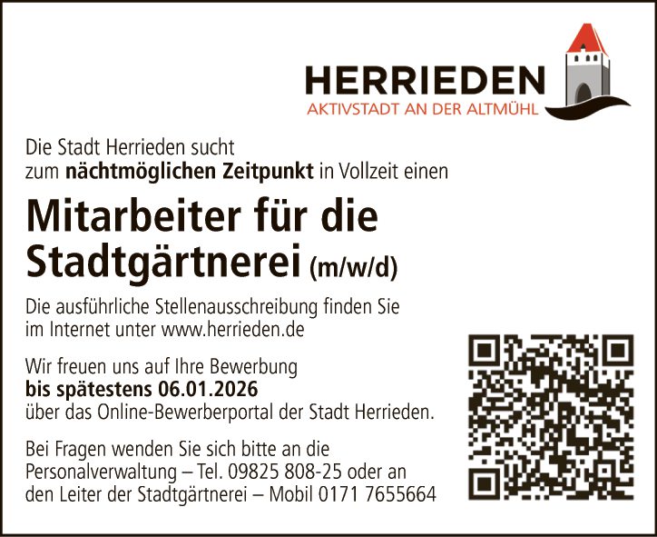 Mitarbeiter für die Stadtgärtnerei (m/w/d)