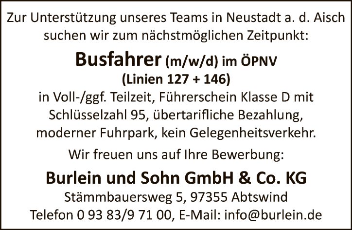 Busfahrer (m/w/d) im ÖPNV