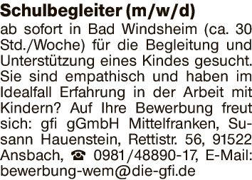 Schulbegleiter (m/w/d)