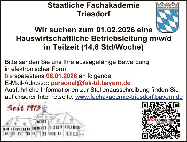 Hauswirtschaftliche Betriebsleitung (m/w/d)