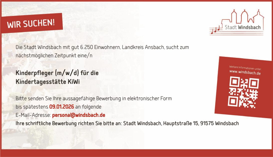 Kinderpfleger (m/w/d) für die Kindertagesstätte KiWi