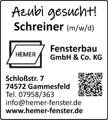 Ausbildung: Schreiner (m/w/d)