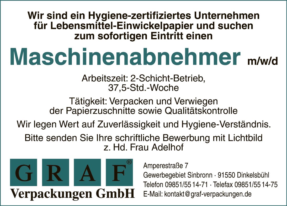 Maschinenabnehmer (m/w/d)