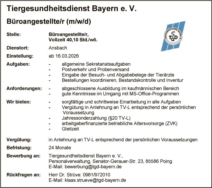 Büroangestellte/r (m/w/d)