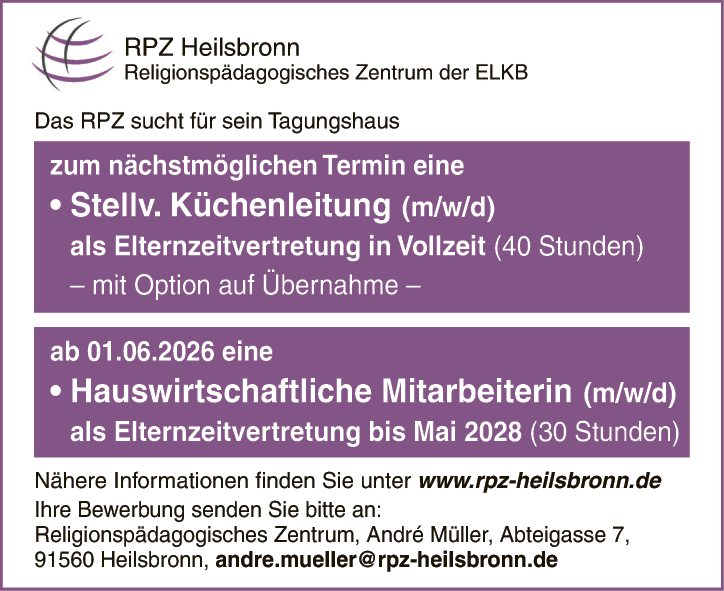 Hauswirtschaftliche Mitarbeiterin (m/w/d)