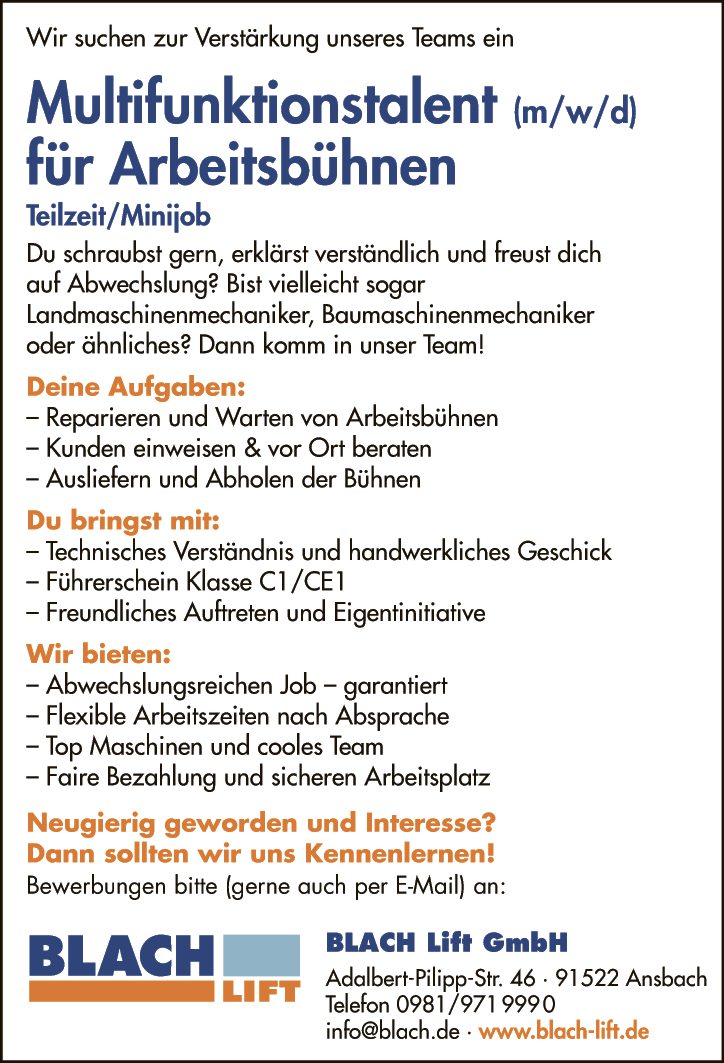 Multifunktionstalent (m/w/d) für Arbeitsbühnen