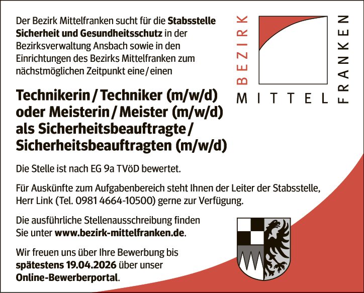 Techniker (m/w/d) oder Meister (m/w/d) als Sicherheitsbeauftragte / Sicherheitsbeauftragten (m/w/d)