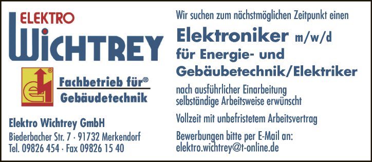 Elektroniker (m/w/d) für Energie- und Gebäubetechnik / Elektriker
