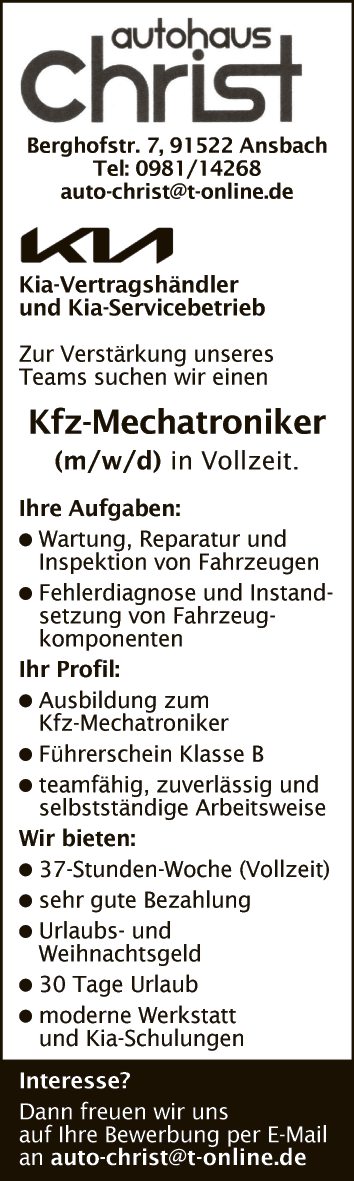 Kfz-Mechatroniker (m/w/d)