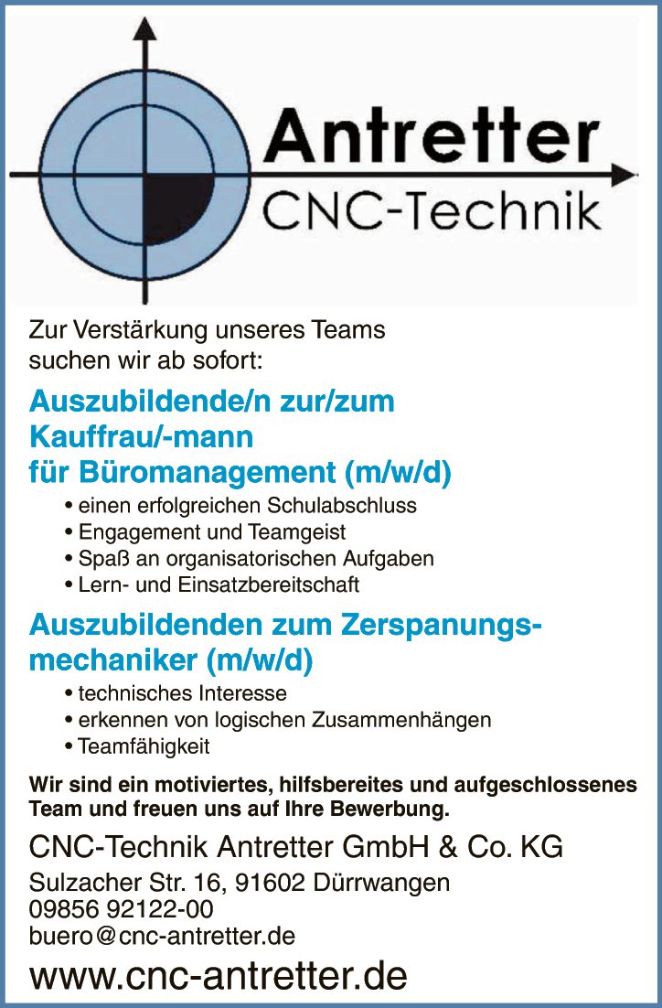 Auszubildenden zum Zerspanungsmechaniker (m/w/d)